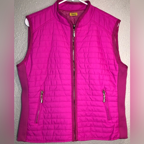 DAISY Jackets & Blazers - Daisy Vest Size XL Hot Pink Excellent Condition Gold Hardware 20”Arm 2 Arm 24” L